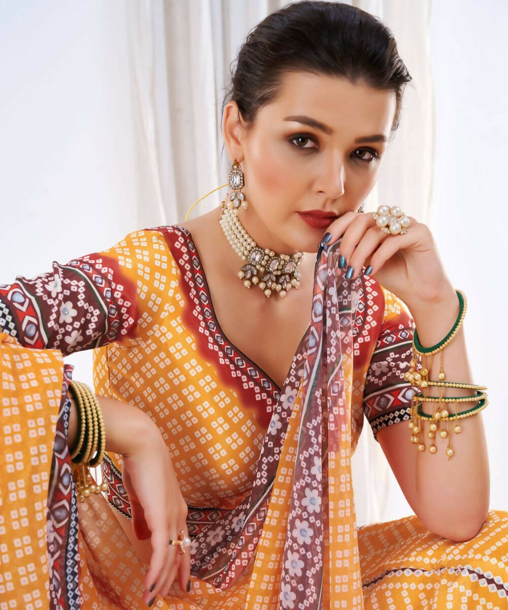 Wedding Designer Yellow Chinon Lehengha Choli - Anbazaar