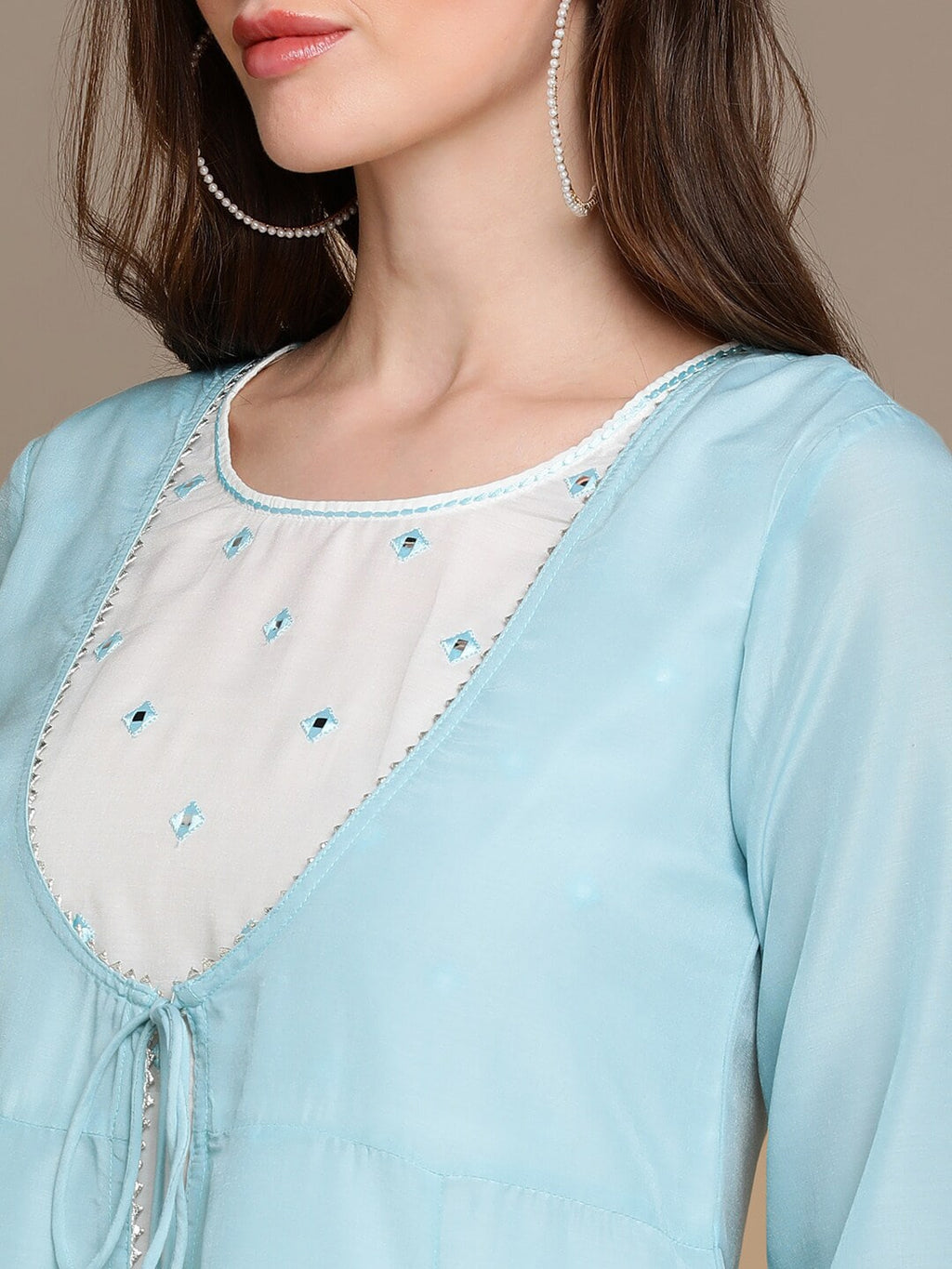 HERE&NOW Embroidered Mirror Work A-Line Kurta