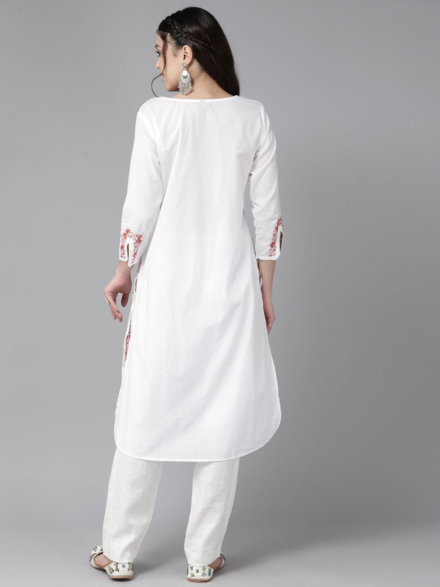 ADA Floral Embroidered Chikankari Floral Kurta