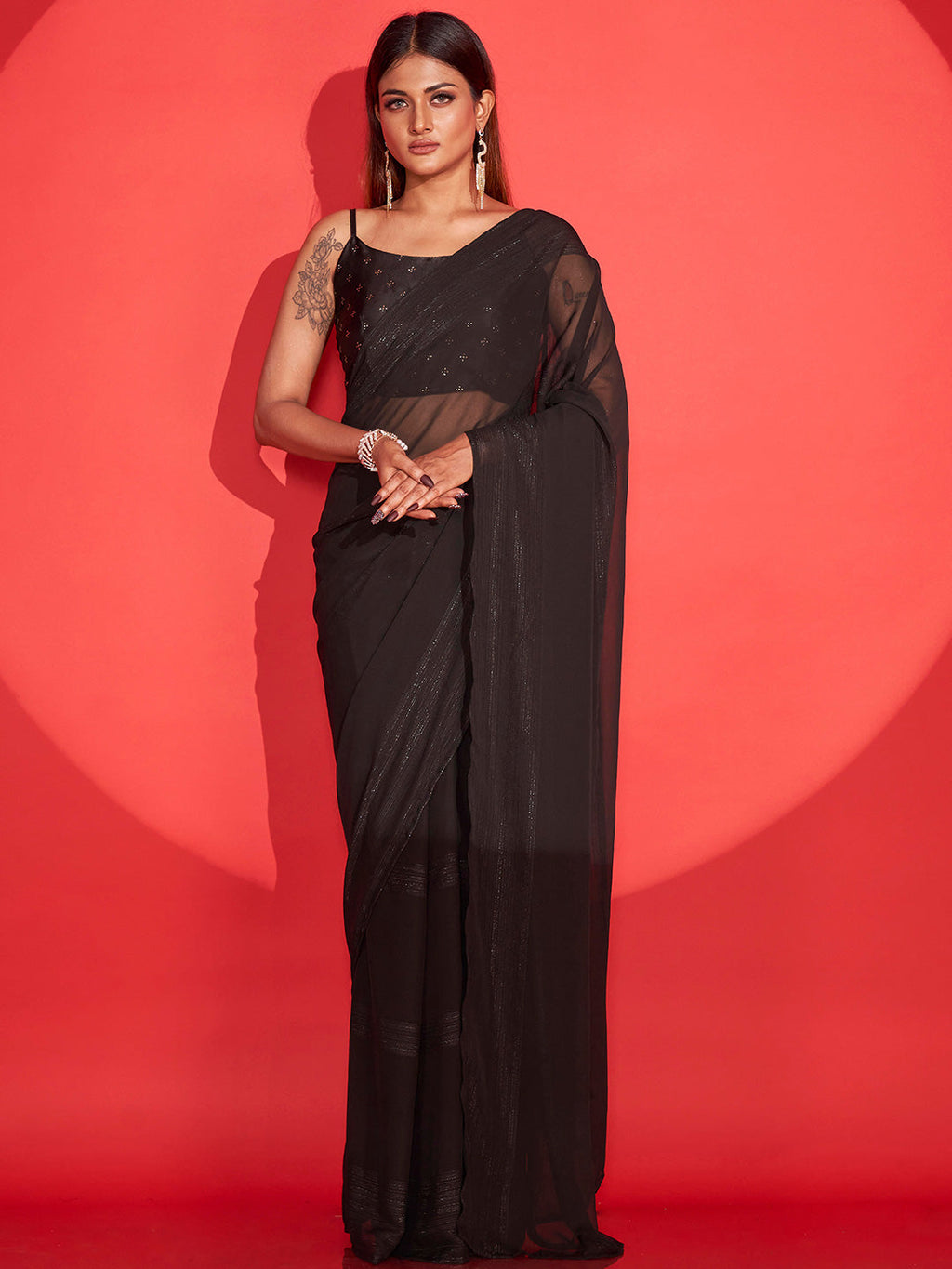 Tikhi Imli Striped Semi Sheer Ready to Wear Saree
