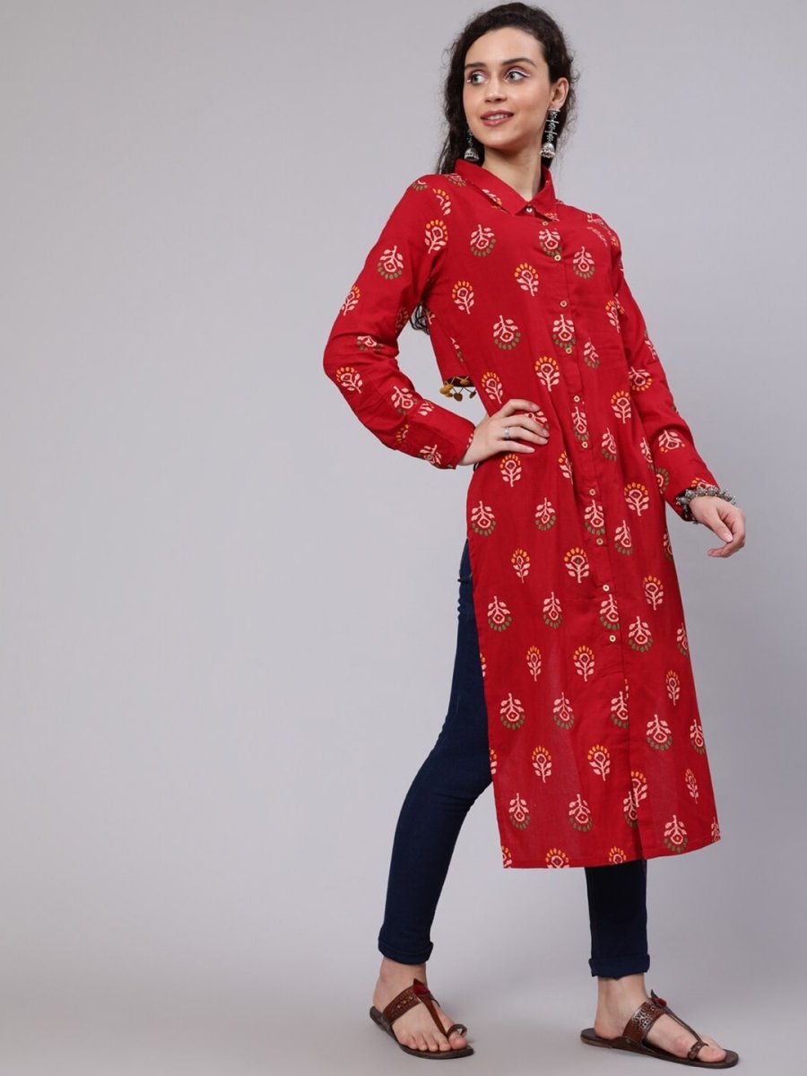Aks Ethnic Motifs Printed Shirt Collar Kurta