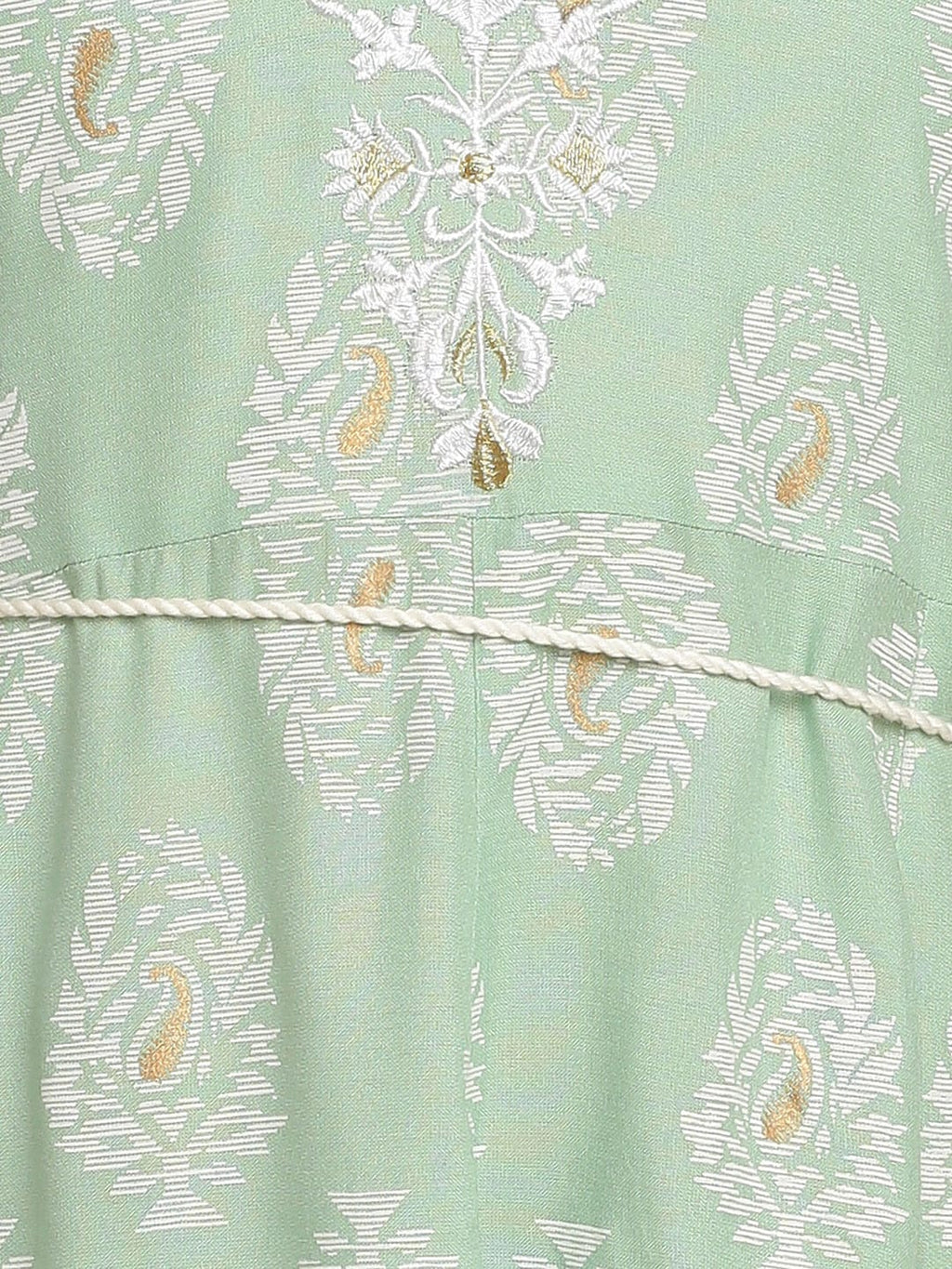 HERE&NOW Embroidered Ethnic Motif Printed Notched Neck A-Line Kurta