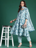 Indo Era Floral Printed Pure Cotton Kurta with Trousers & With Dupatta