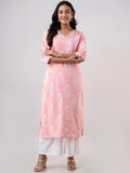 HERE&NOW Women Ethnic Motifs Printed Pure Cotton Kurta with Trousers