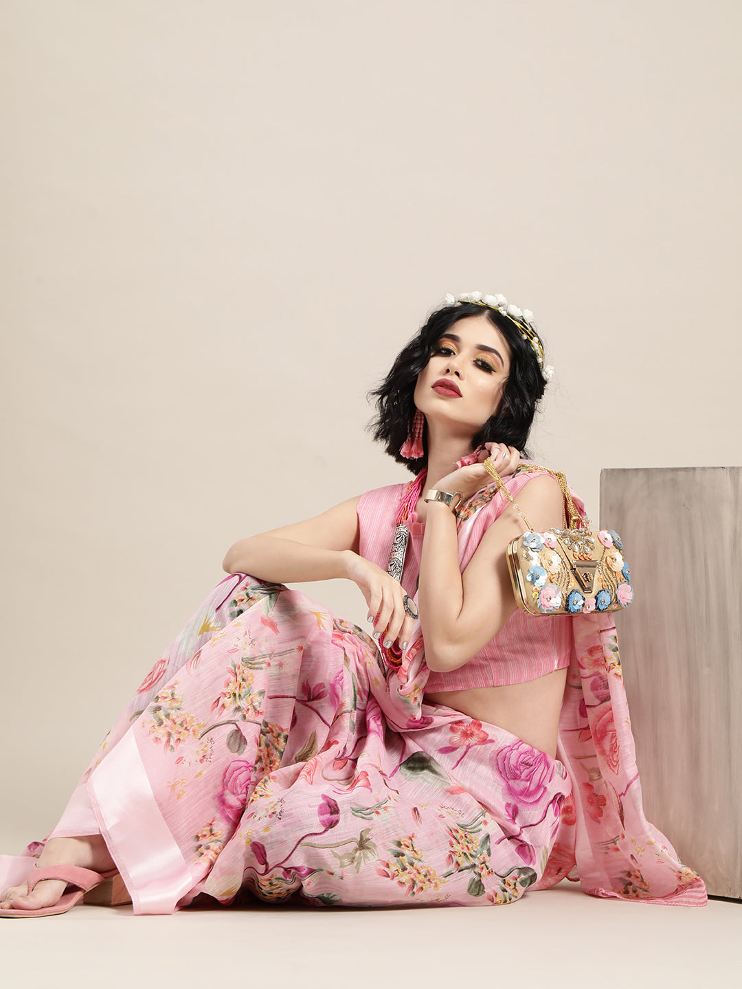 Saree Mall Pink Printed Saree