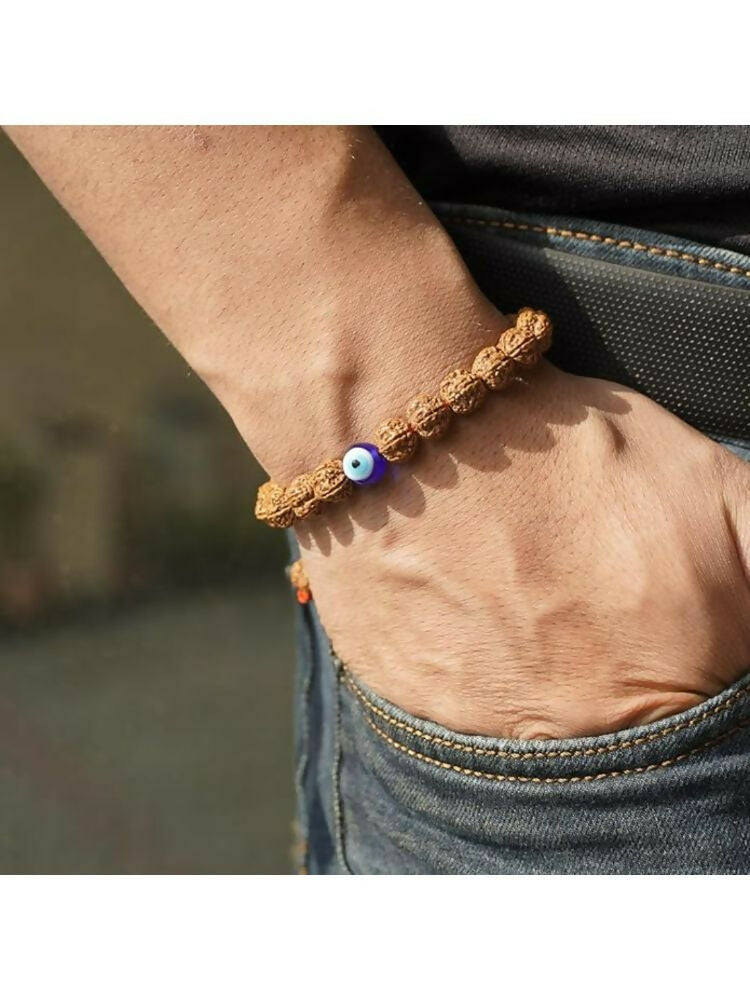 NVR Authentic 5 Mukhi Rudraksha Evil Eye Tie Up Band