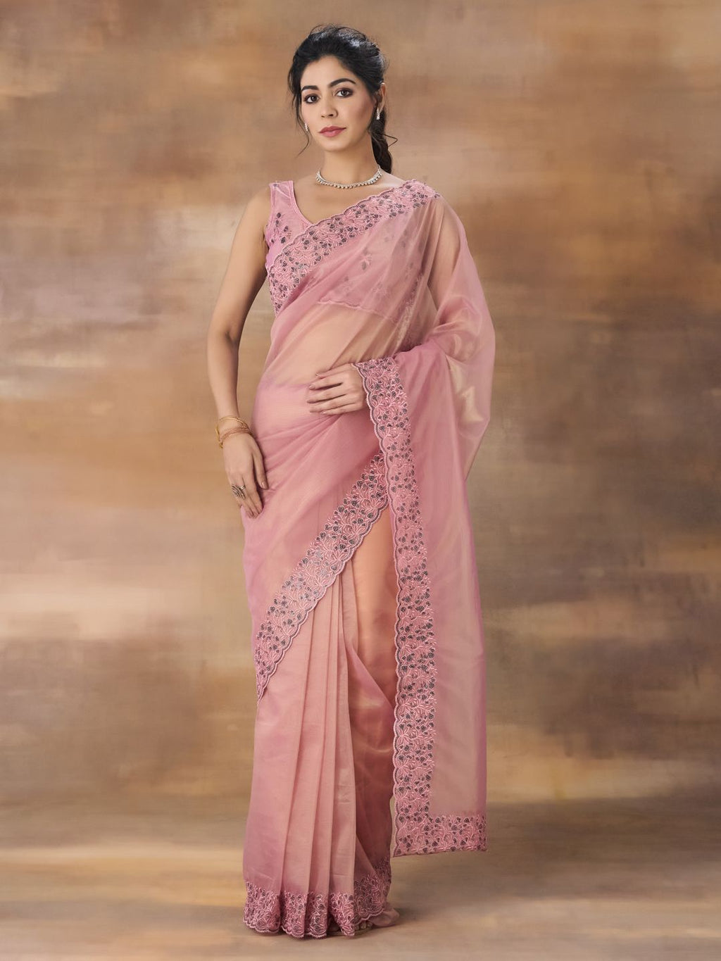 kasee Embroidered Net Saree