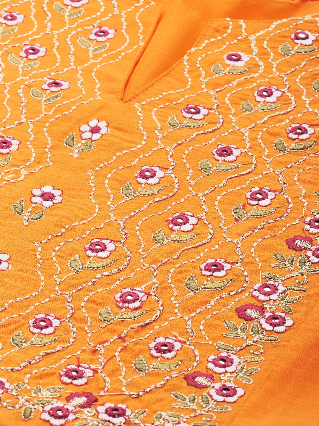 HERE&NOW Women Yellow Embroidered Kurta with Trousers & With Dupatta