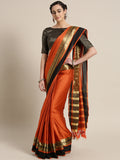 Saree Mall Rust Orange Solid Saree