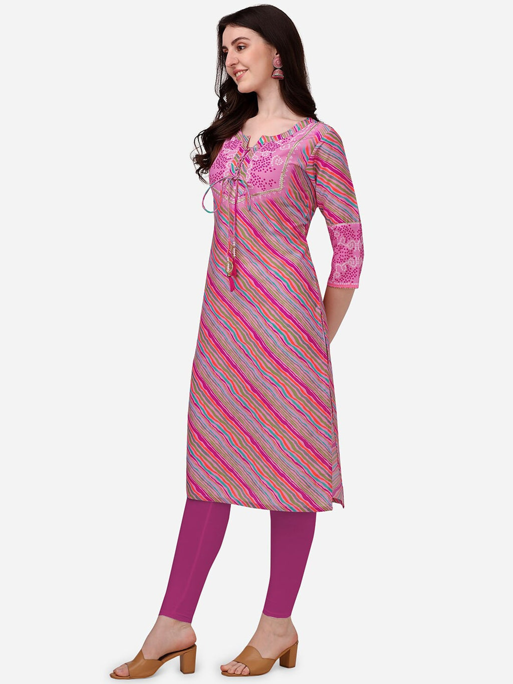 HERE&NOW Striped Gotta Patti Silk Kurta