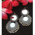 MS Fashion India Oxidised Mirror Earrings With Drops