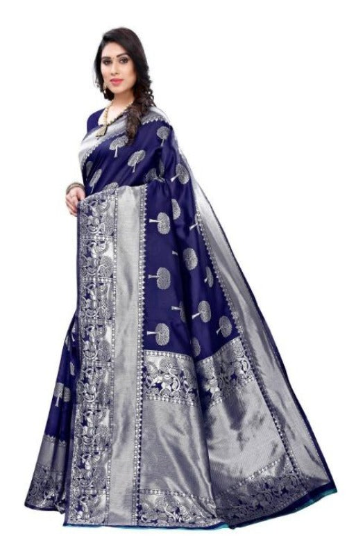 Vamika Banarasi Jacquard Weaving Blue Saree (AMEE BLUE)