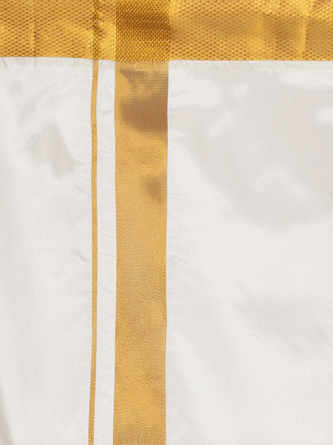 Sethukrishna Men Cream-Colored & Golden Solid Veshti
