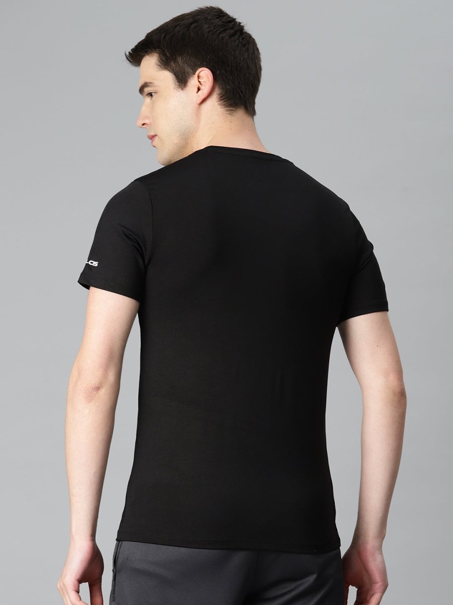 Alcis Men Typography Printed Anti Static Slim Fit Sports T-shirt