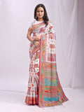 Shree Shyam Fashion Linen Cotton(Woven Work) White Saree