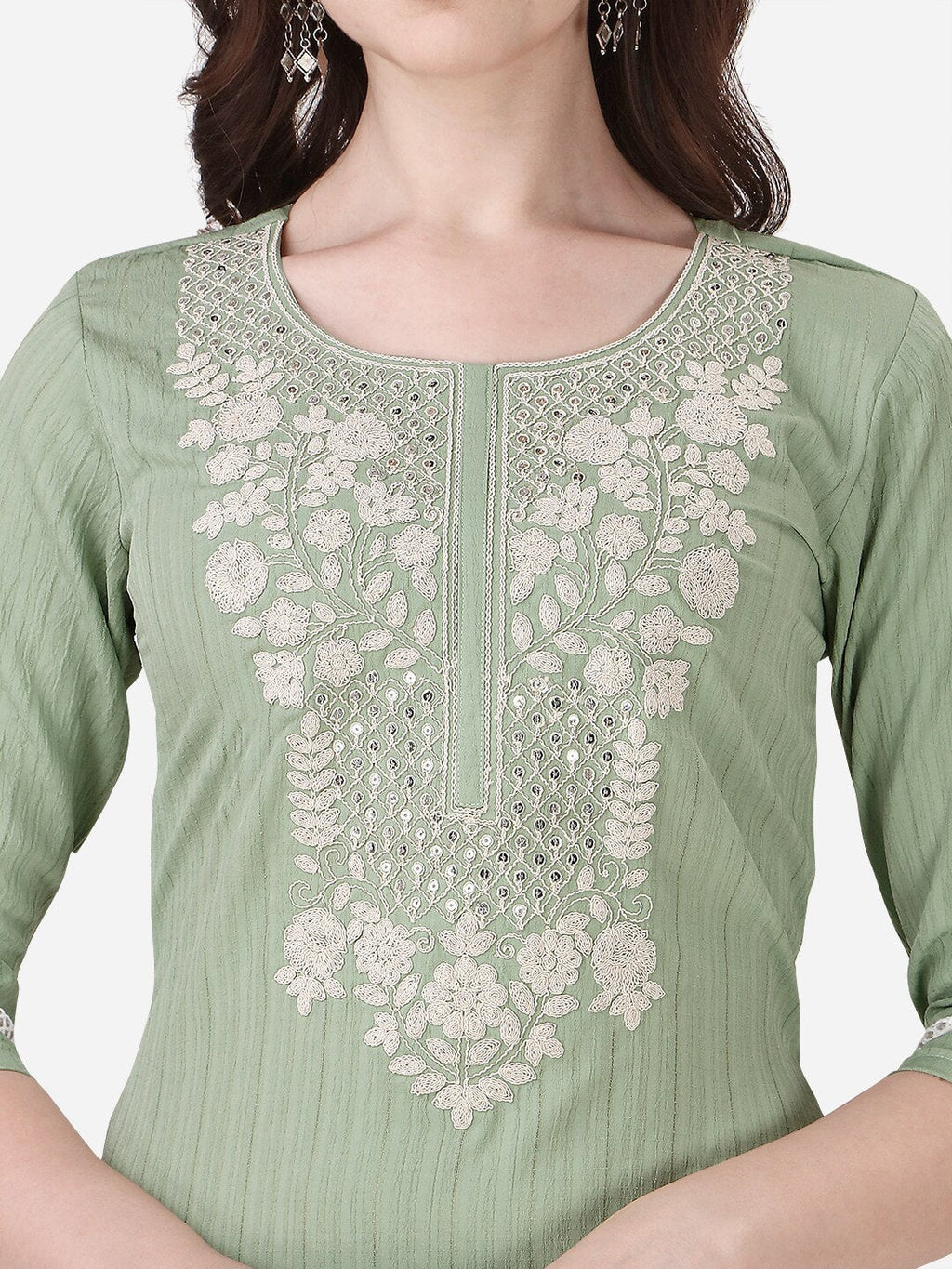 HERE&NOW Ethnic Motifs Yoke Design Kurta with Trousers