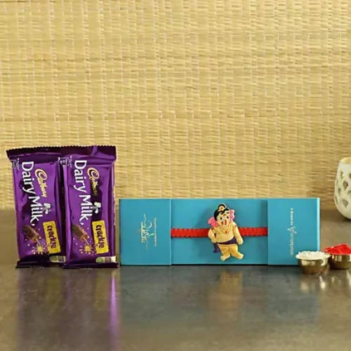 Bal Ganesha Rakhi & Dairy Milk Crackle Chocolates