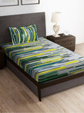 Story@home Grey & White Striped Microfiber 180 TC Bedsheet With Pillow Cover