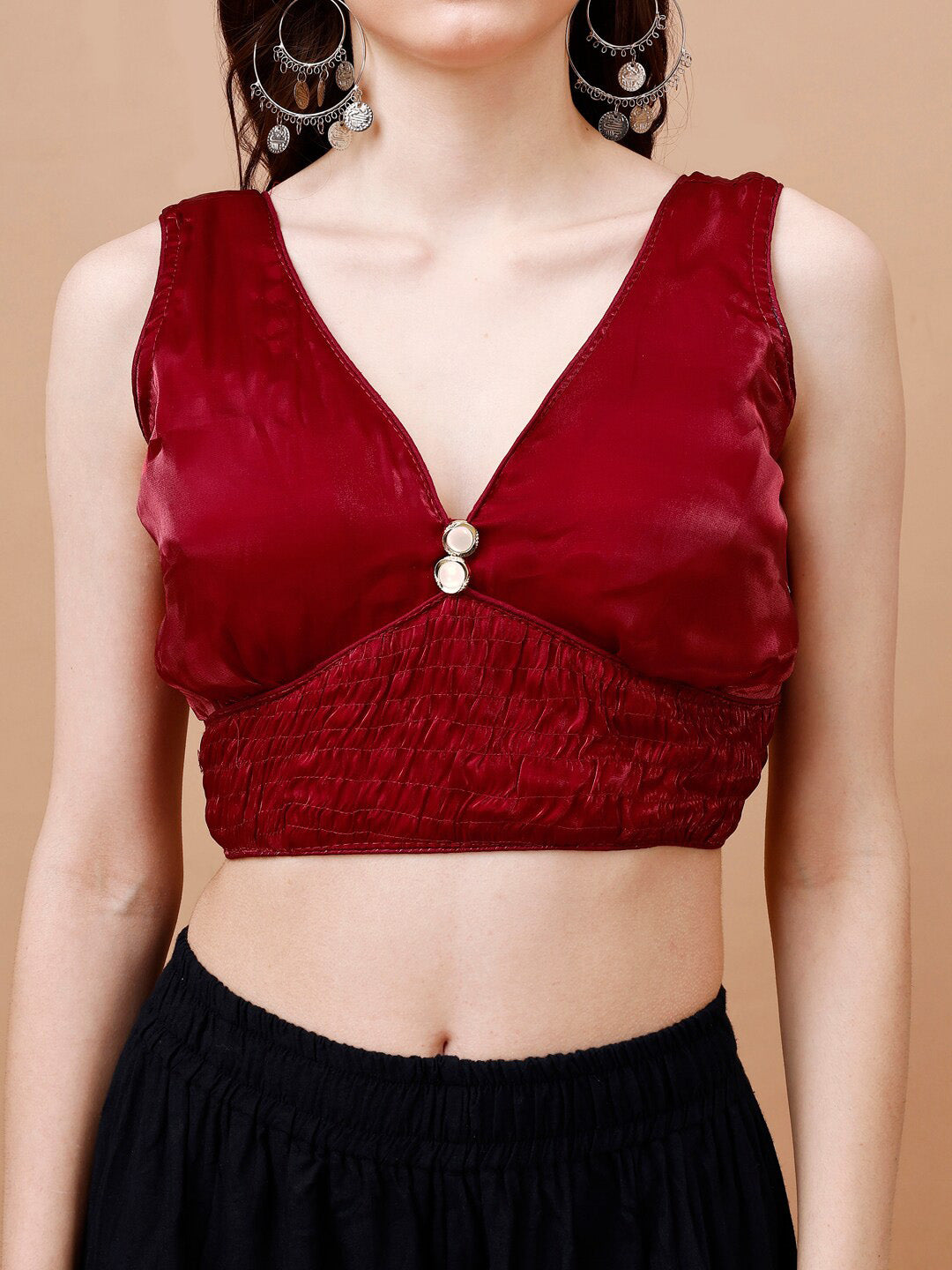 Tikhi Imli V-Neck Organza Saree Blouse