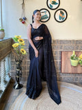 Black Georgette Sequence Embroidery Cut Work Saree - Saadia