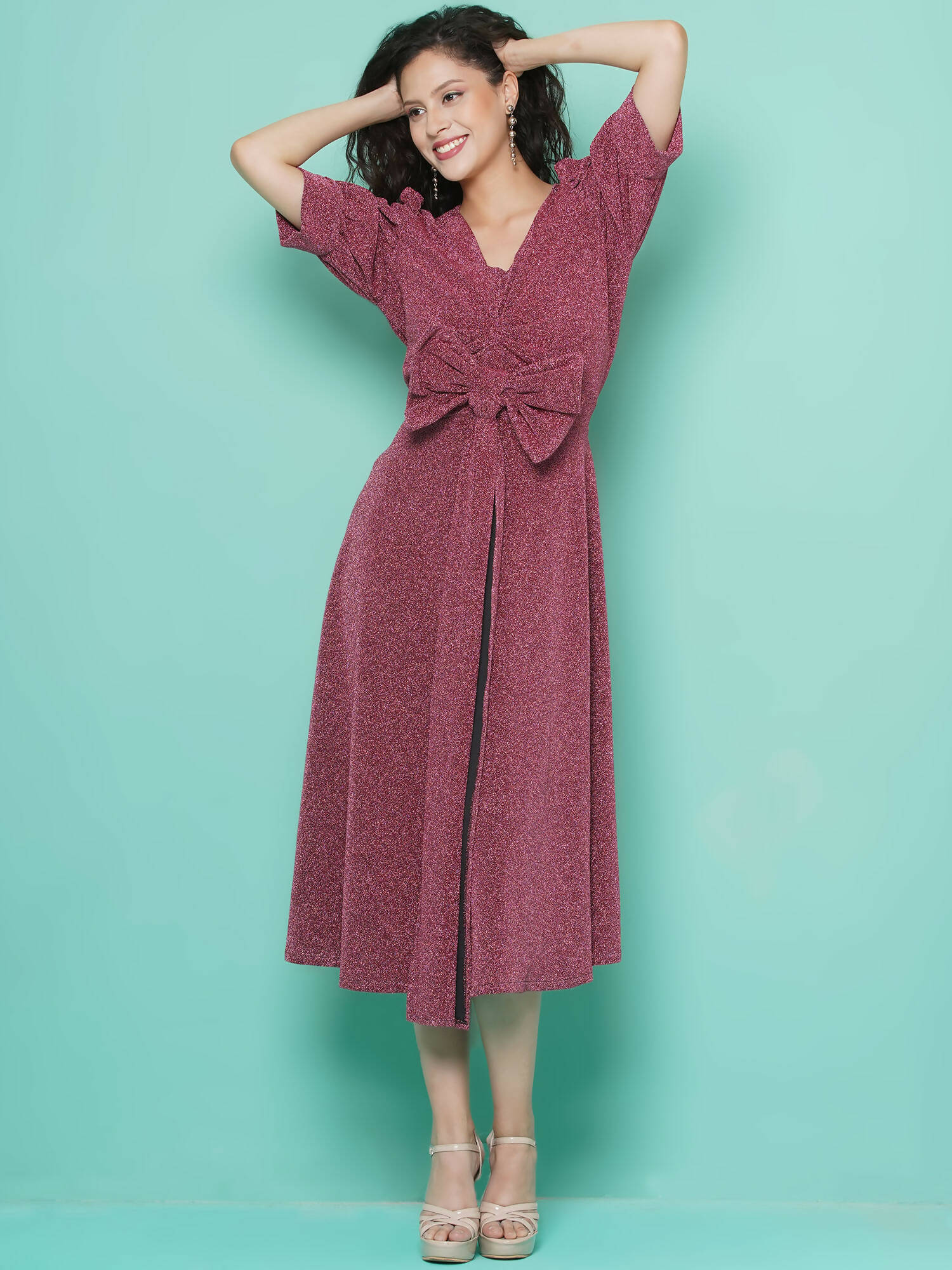 Women Republic Pink Dress with Attached Bow