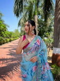 Vamsee Vamakshi Grey Organza Saree