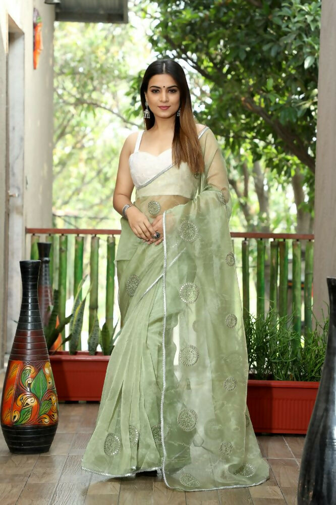 Vamsee Meghna-Green Green Organza Saree