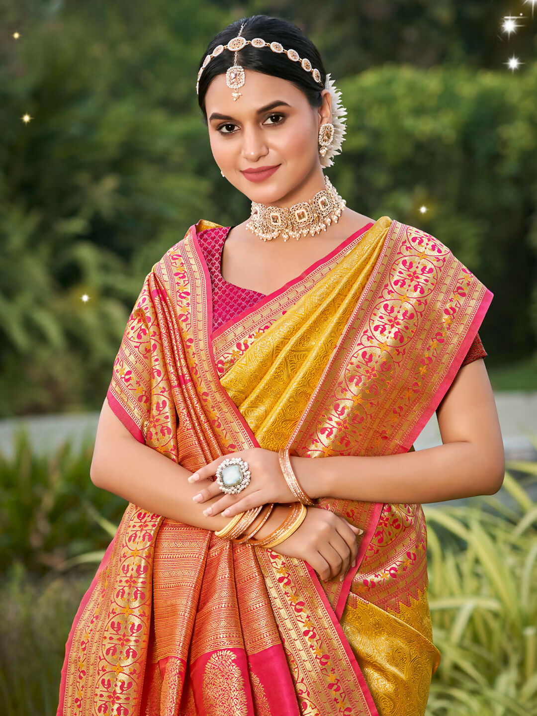 Shree Shyam Fashion Banarasi Silk Yellow Saree