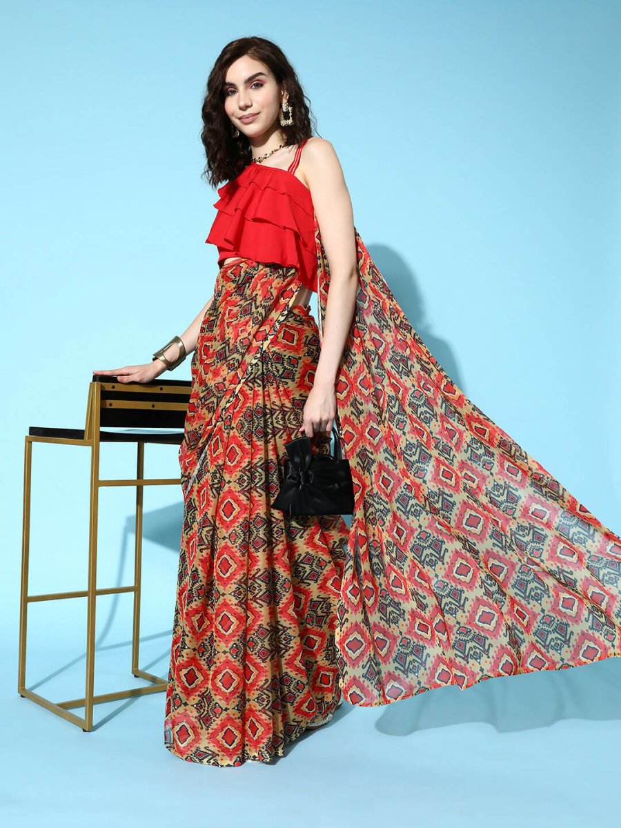 Ahalyaa Women's Traditional wear Saree - Red
