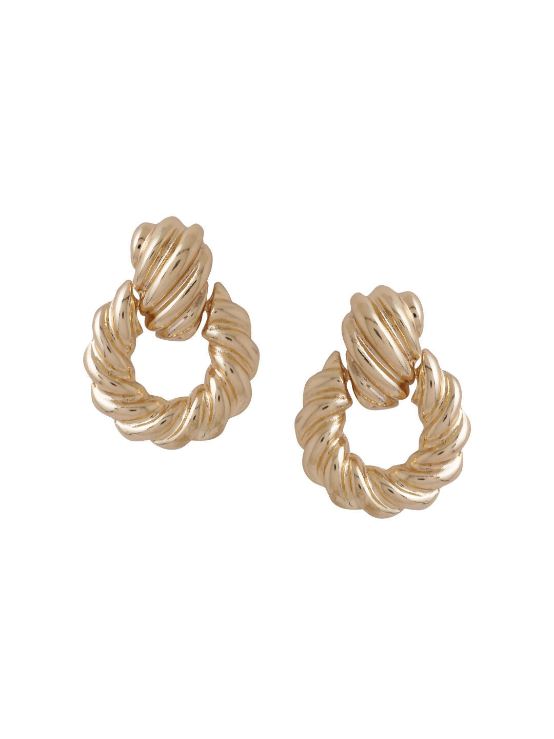 NVR Women Gold Toned Circular Drop Earrings