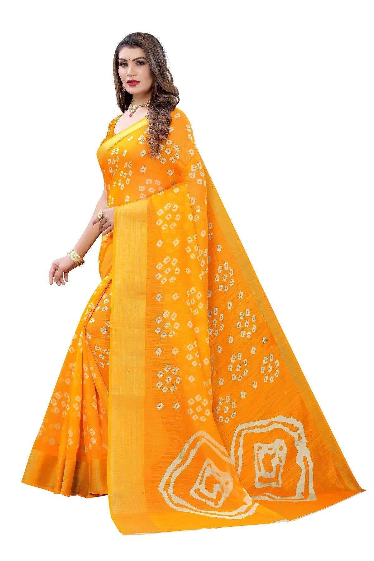 Vamika Stylish Orange Linen Jari Border Saree (RADHIKA ORANGE)