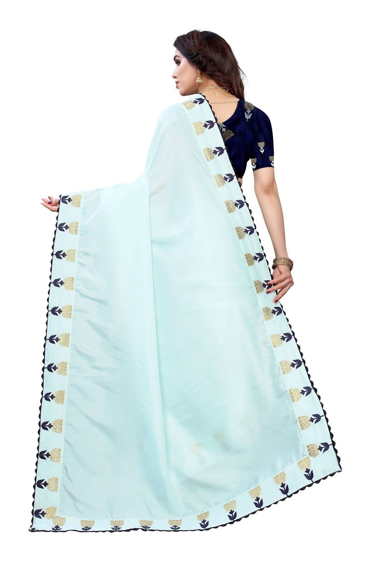 Vamika Sky Blue Dola Silk Embroidery Saree (GITIKA SKY BLUE)