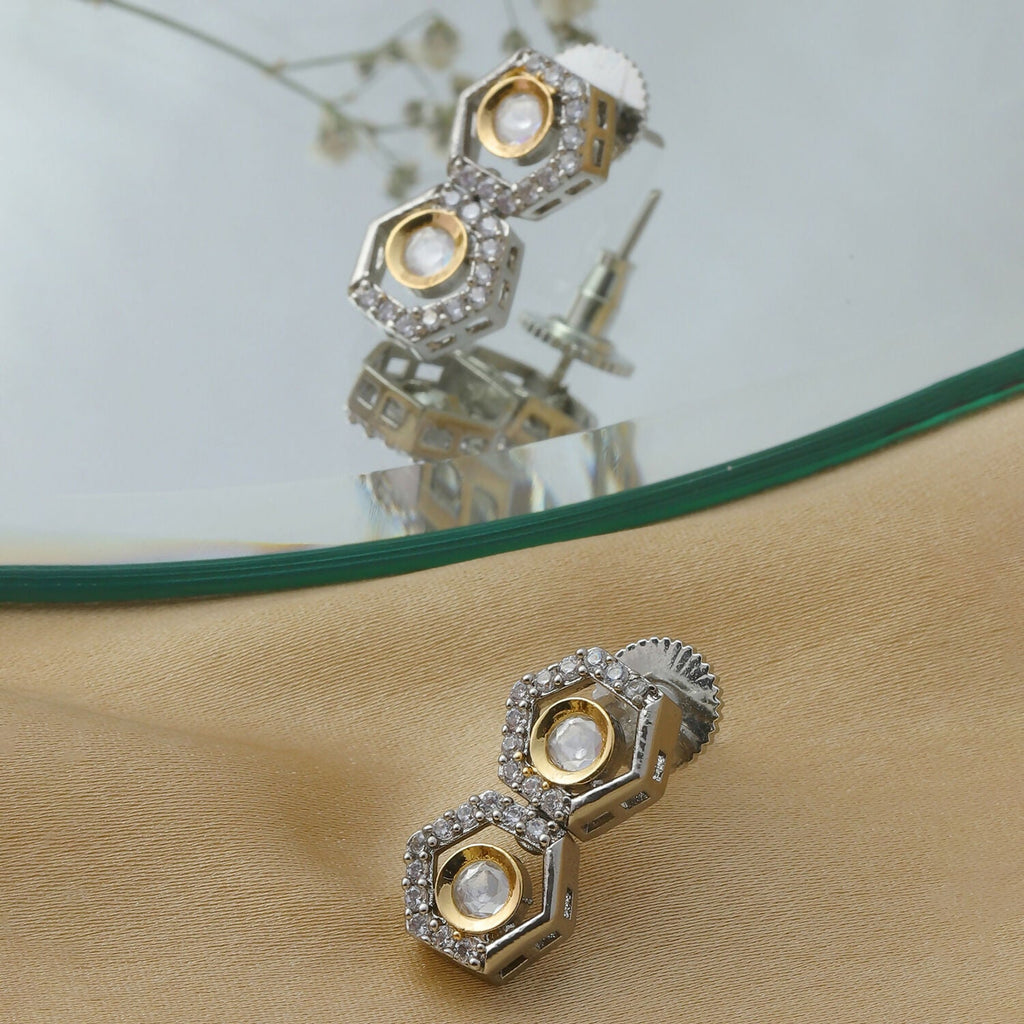 Duet Silver and Gold Earrings (Silver) - Ruby Raang