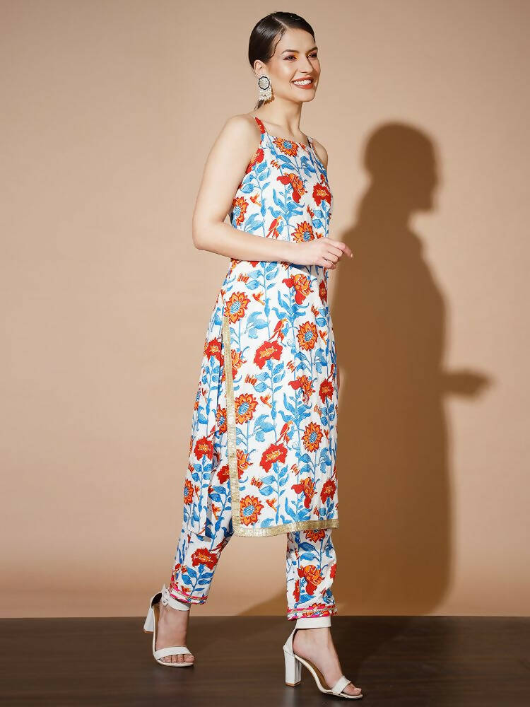 Myshka Women Multi Printed Kurta & Trousers With Dupatta