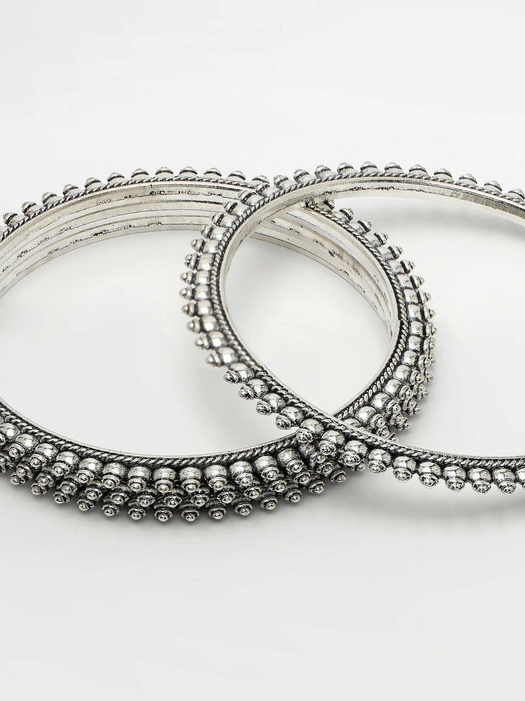 NVR Women's Set of 4 Silver-Toned German Silver Oxidised Bangles