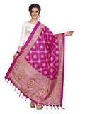 Vamika Fashion Pink Printed Khadi Bhagalpuri Dupatta