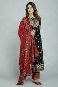 Alvano Alvano Women's Stylish Rayon Anarkali Kurta with Pant and Dupatta Set