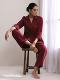 trueBrowns Ruby Wine Dobby Collar Short Co-Ord Set