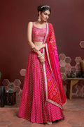 Wedding Designer Pink Pure Chinon Silk Lehenga Choli - Anbazaar