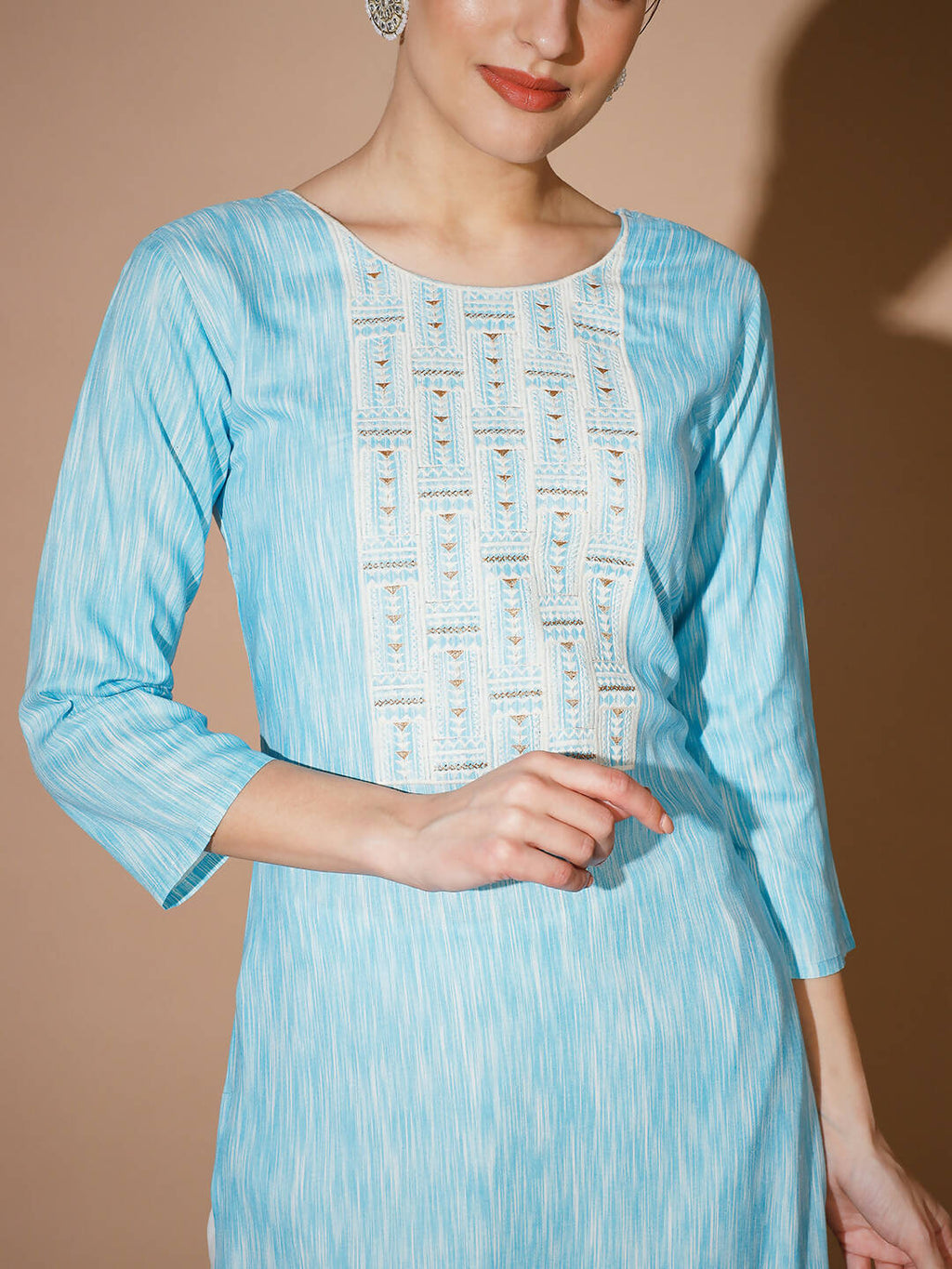 Myshka Women Blue Printed Kurta & Trousers With Dupatta