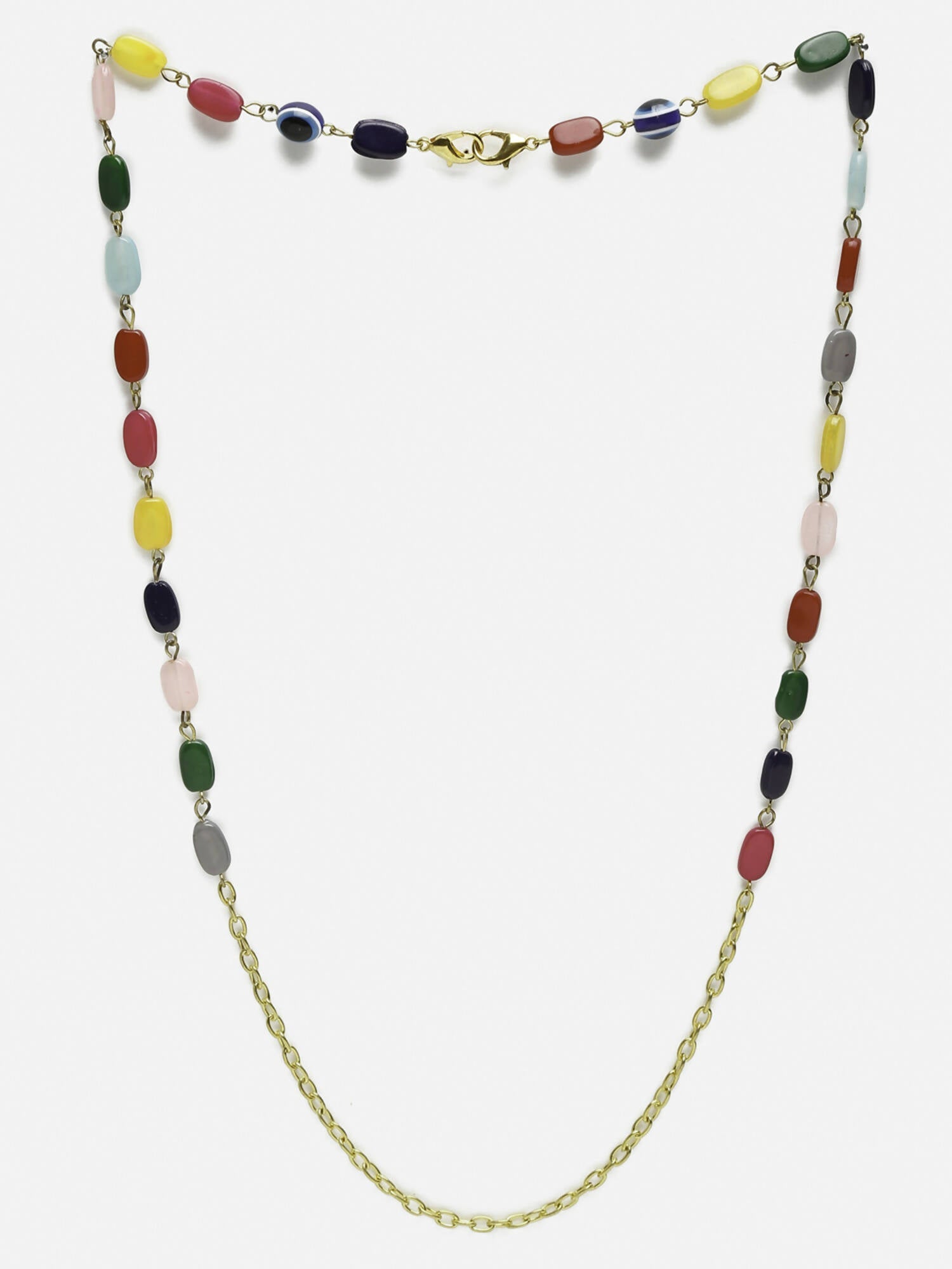 Multicolored Beaded Evil Eye Mask Chain - Ruby Raang