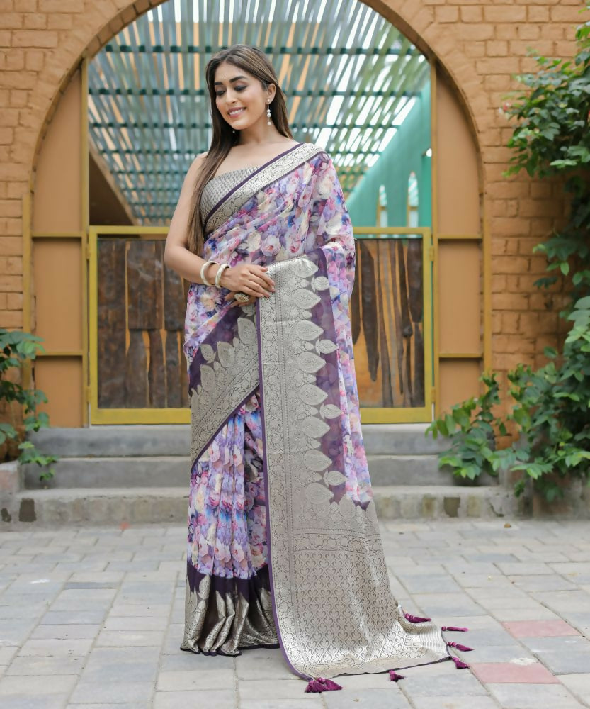 Vamsee Dhruvini Purple Georgette Saree