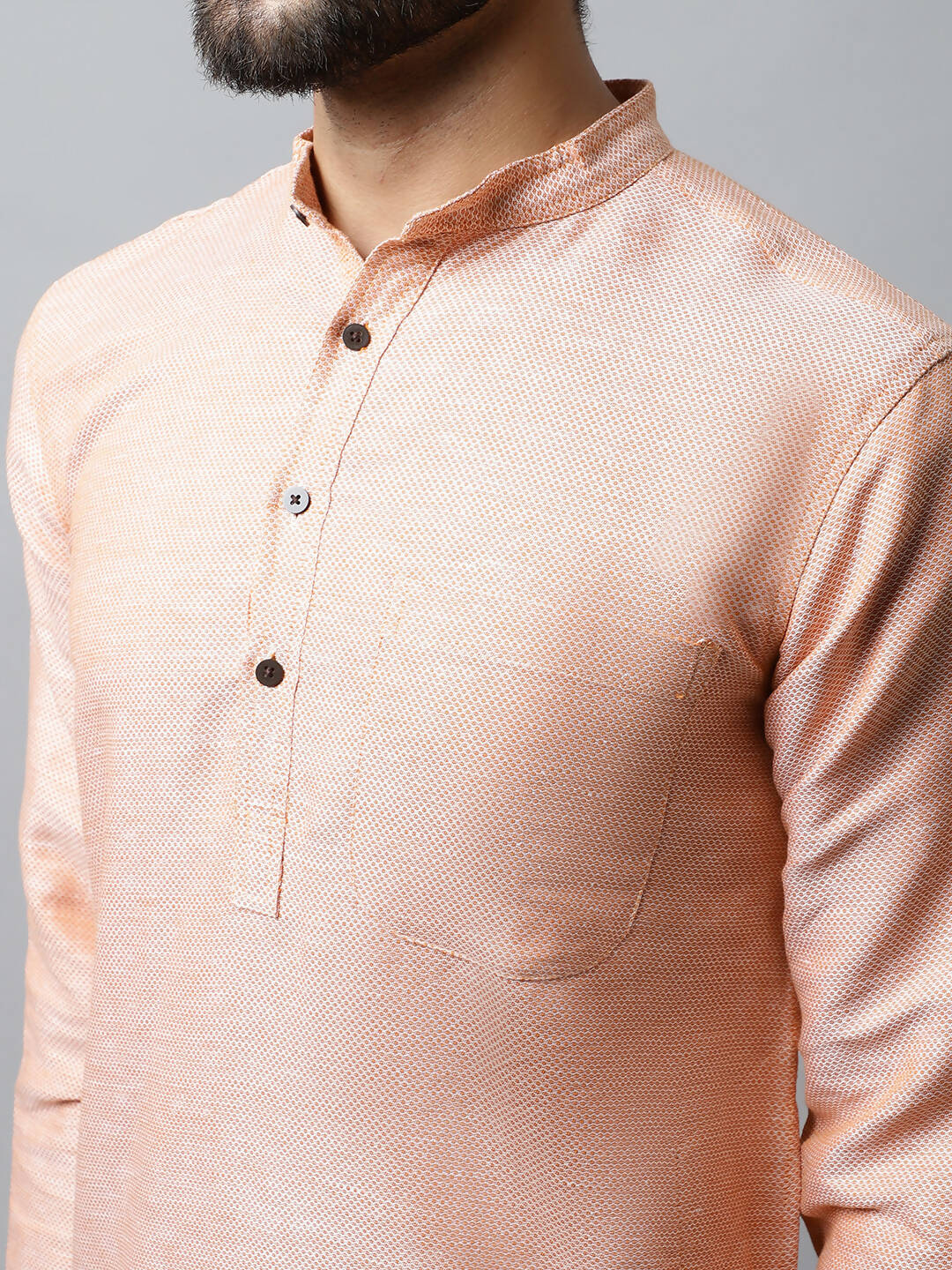 Even Apparels Pink Color Pure Cotton Men's Kurta With Band Collar (SLD1186)
