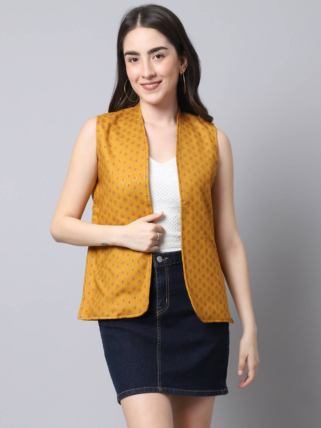 Even Apparels Multi Viscose Rayon Open Front Women's Waistcoat