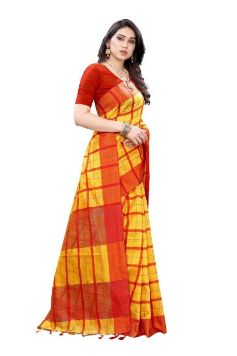 Vamika Yellow Cotton Silk Weaving Saree (SATURN YELLOW)