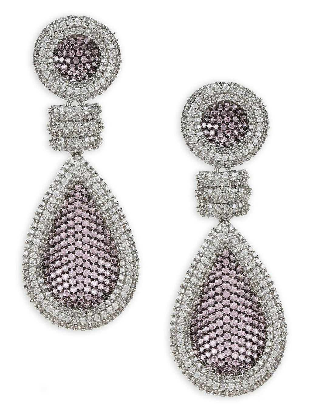 Purple and Silver Tone Stone Earrings - Ruby Raang