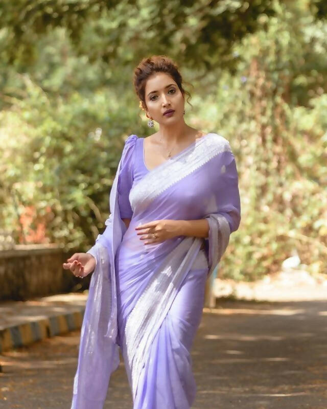 DEIANA'S Beautiful Designer Golden zari Soft Cotton Saree - Lavender