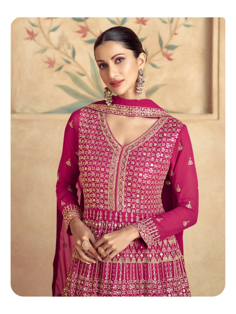 Vastranavya Stunning Pink Georgette Gota Sequins A-Line Anarkali Suit