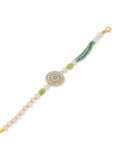 NVR Women Green Artificial Stones & Beads Floral Wraparound Bracelet
