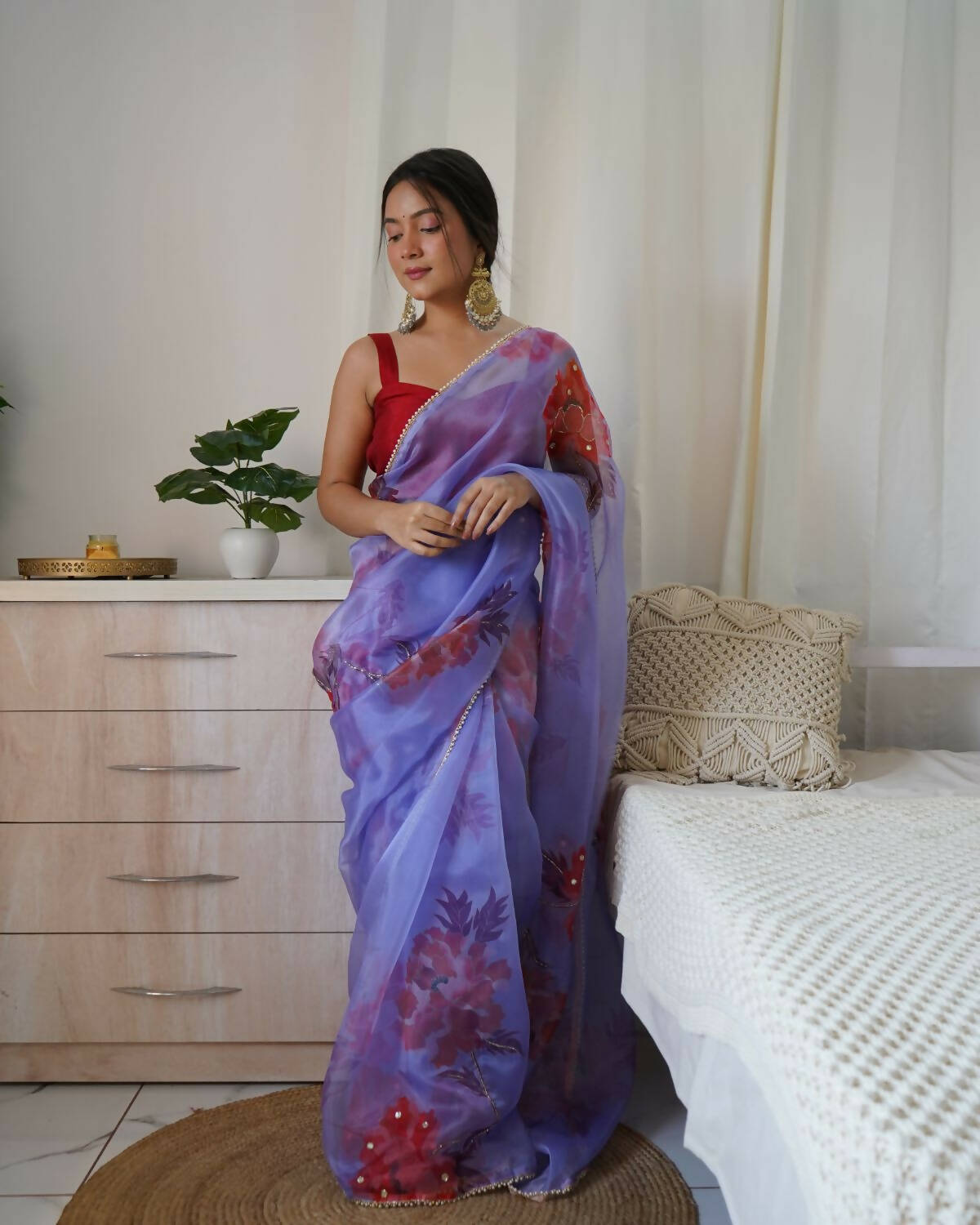 Vamsee Blue Organza Saree